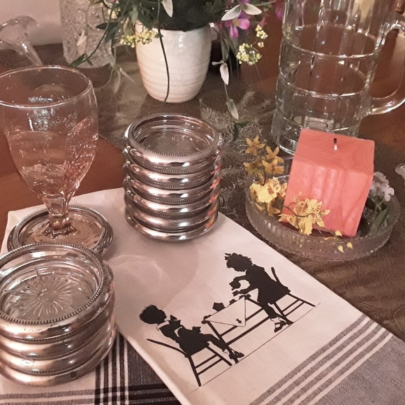 VTG. LEONARD, ITALY SILVERPLATED CRYSTAL COASTERS - Picture 9 of 14